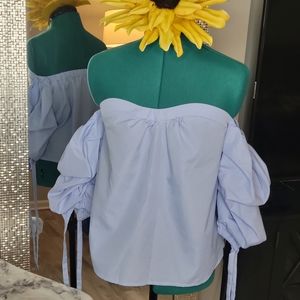 Blue off shoulder blouse